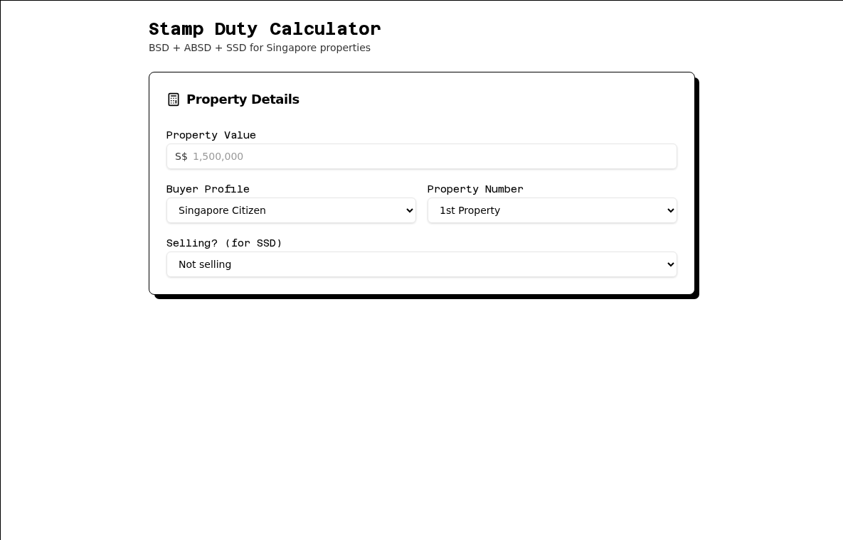 Crow Agent Suite stamp duty calculator for Singapore property purchases