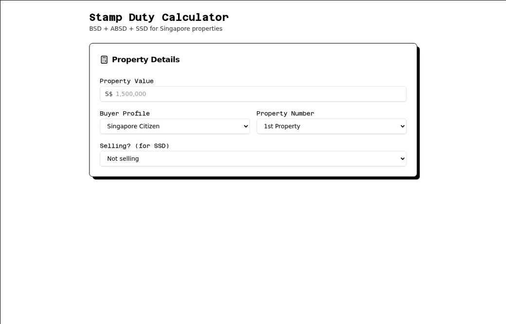 Crow Agent Suite stamp duty calculator for Singapore property purchases