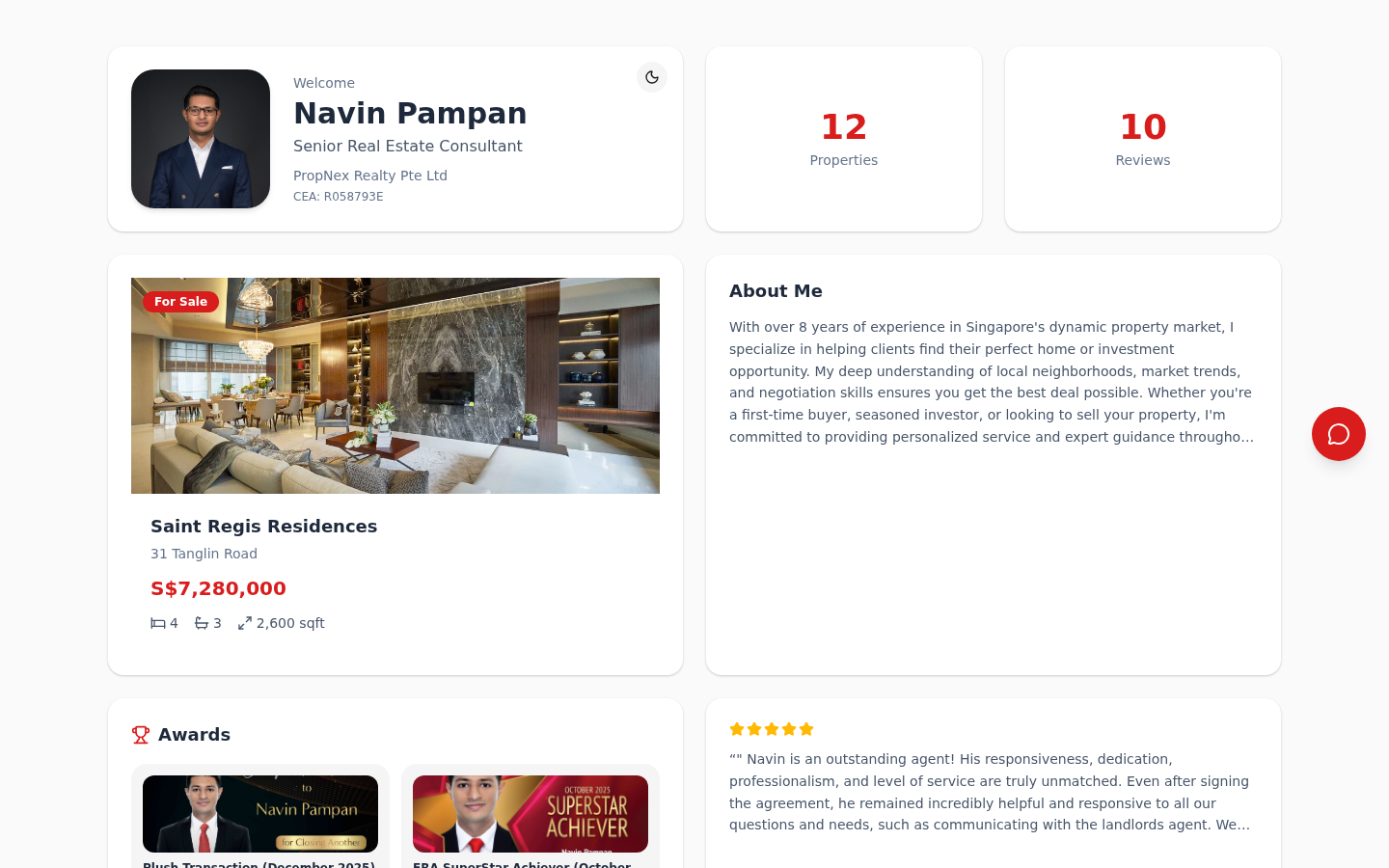 Bento Grid real estate agent template — mosaic tile layout