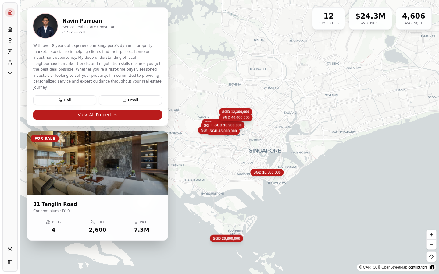 Map Centric real estate agent template — location-focused map layout